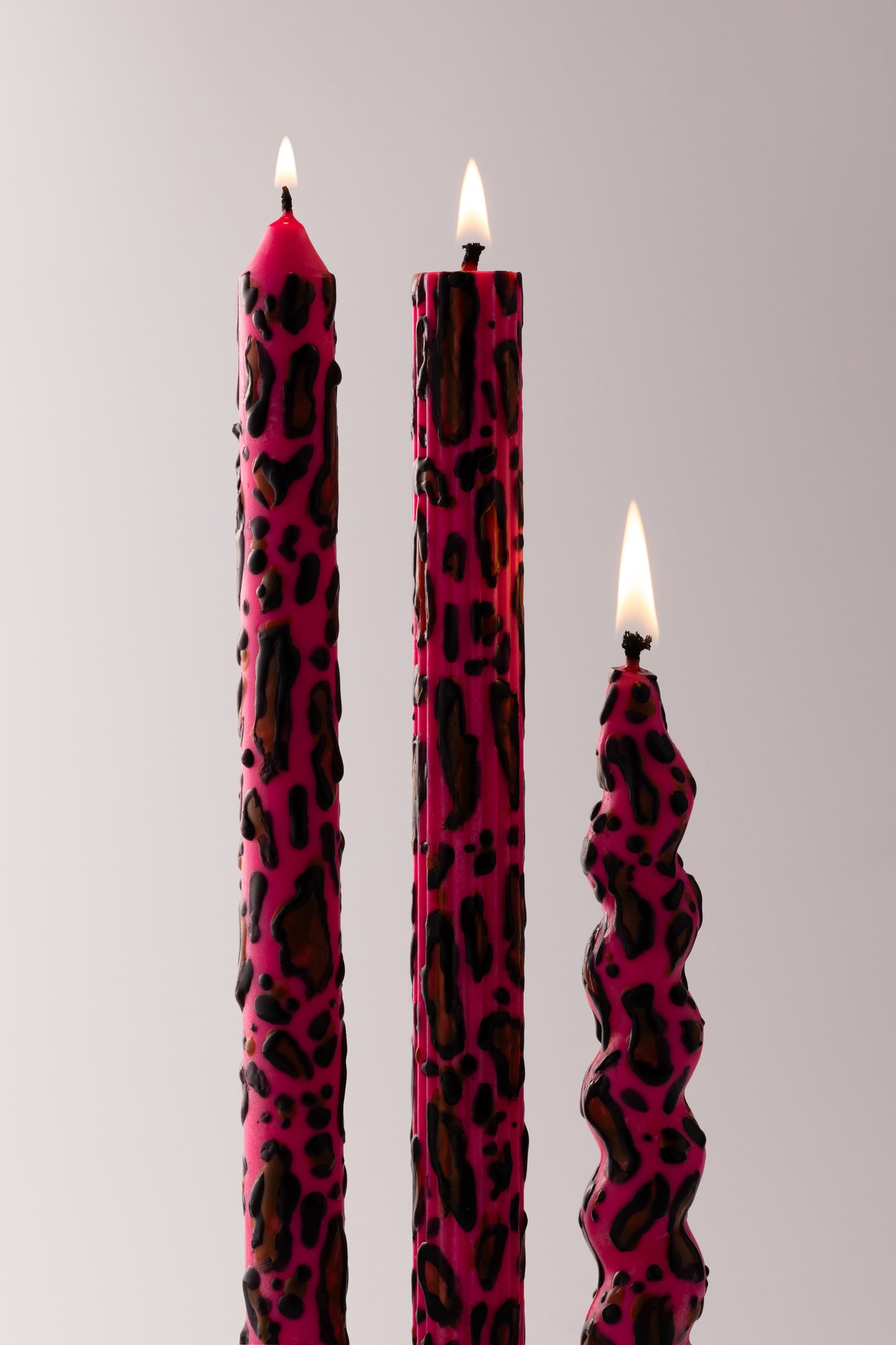 Leopard Taper Candles, Full Set of 3