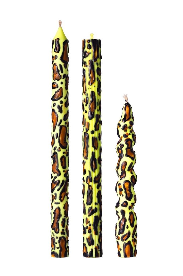 Leopard Taper Candles, Full Set of 3