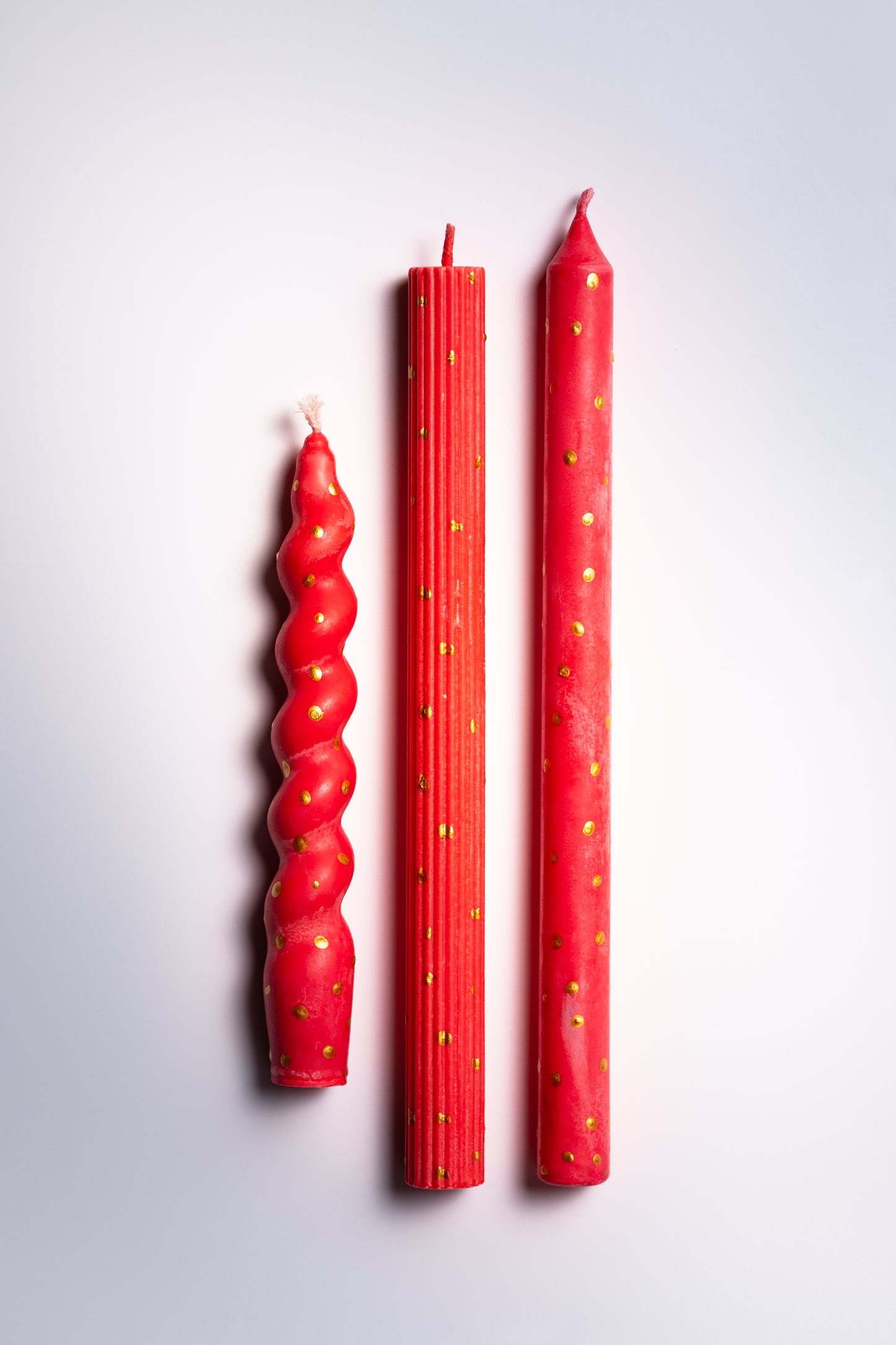 Dotted Taper Candles, Full Set of 3