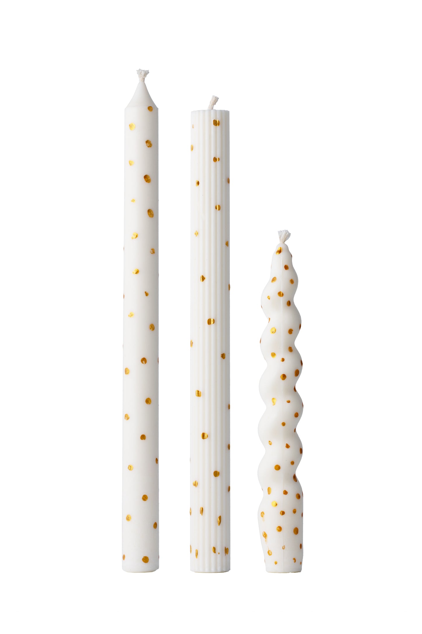 Dotted Taper Candles, Full Set of 3
