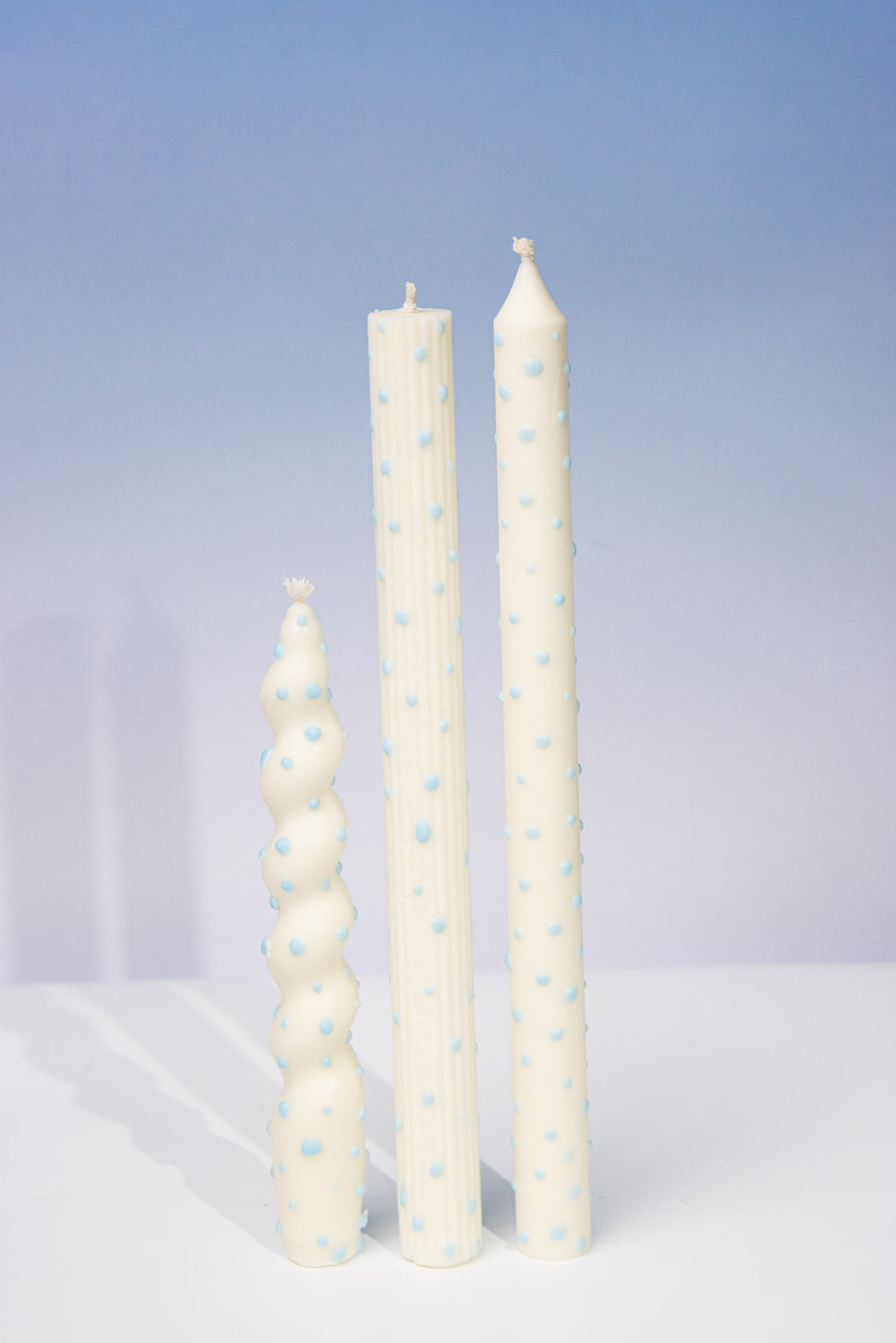 Dotted Taper Candles, Full Set of 3