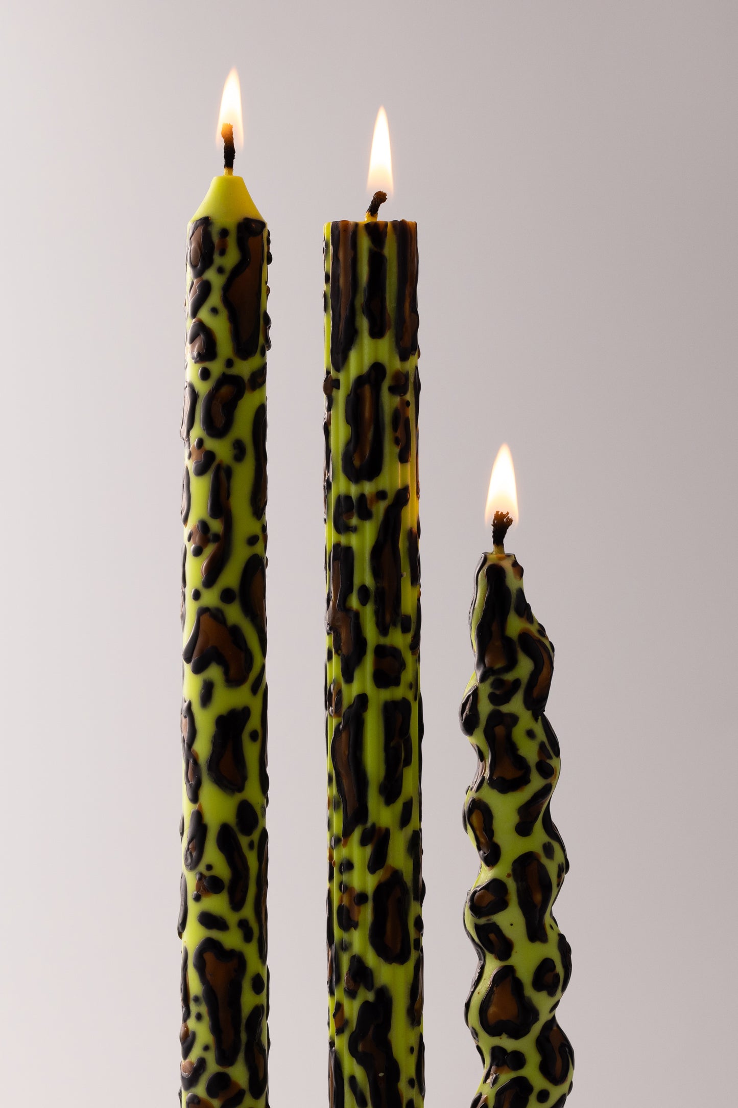 Leopard Taper Candles, Full Set of 3