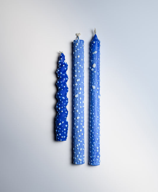 Dotted Taper Candles, Full Set of 3